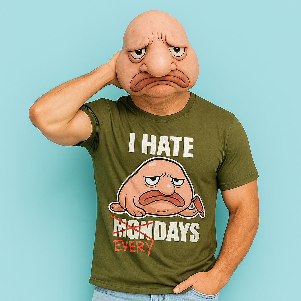 “I HATE everyDAYS” Blobfish T-Shirt – Hand-Drawn Unisex Tee for the Overwhelmed
