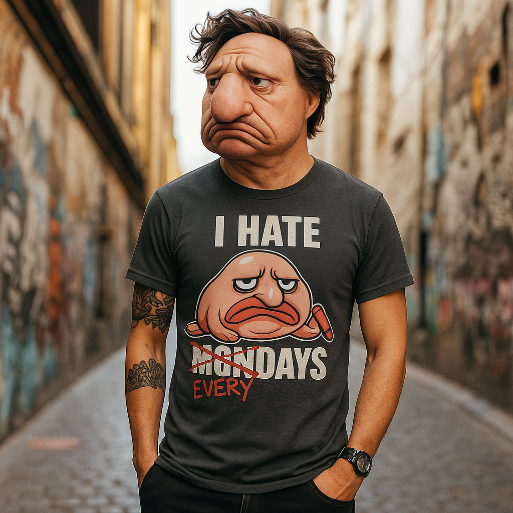 “I HATE everyDAYS” Blobfish T-Shirt – Hand-Drawn Unisex Tee for the Overwhelmed